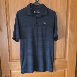 Under Armour Men's Black Stripe Performance Polo